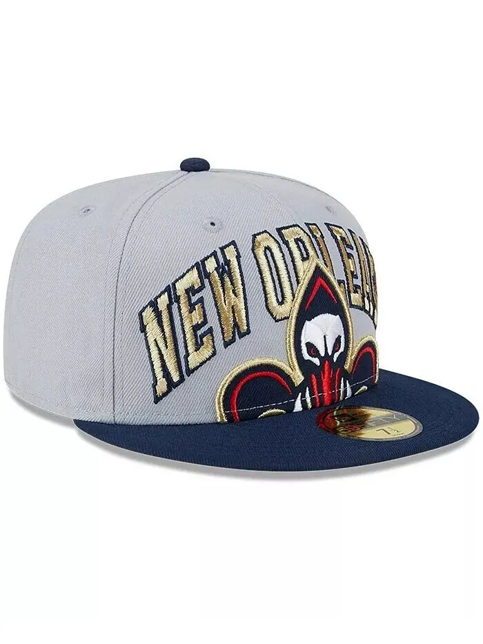 Мужская серо-темно-синяя двухцветная облегающая шляпа New Orleans Pelicans Tip-Off 59FIFTY New Era — изображение 2 из 4