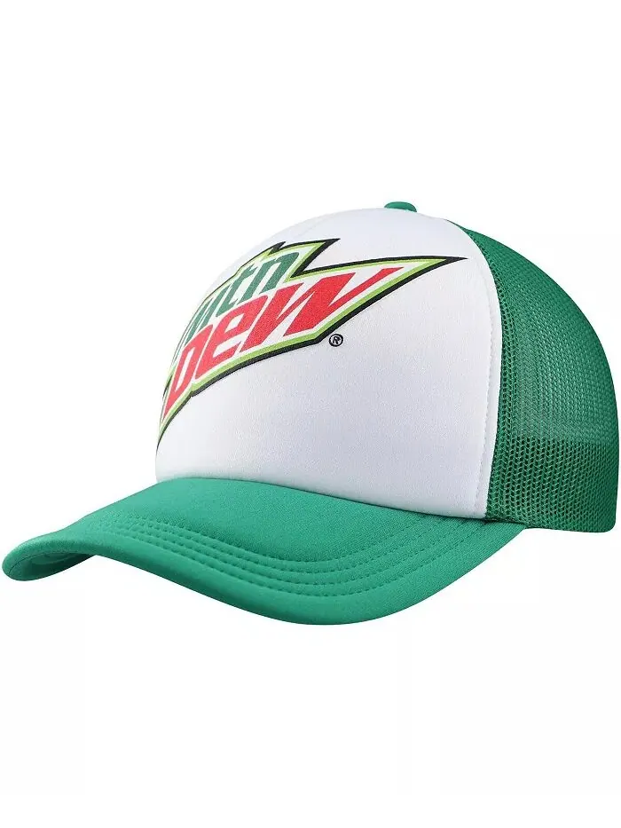 Мужская белая, зеленая кепка Mountain Dew Foam Trucker Adjustable Lids