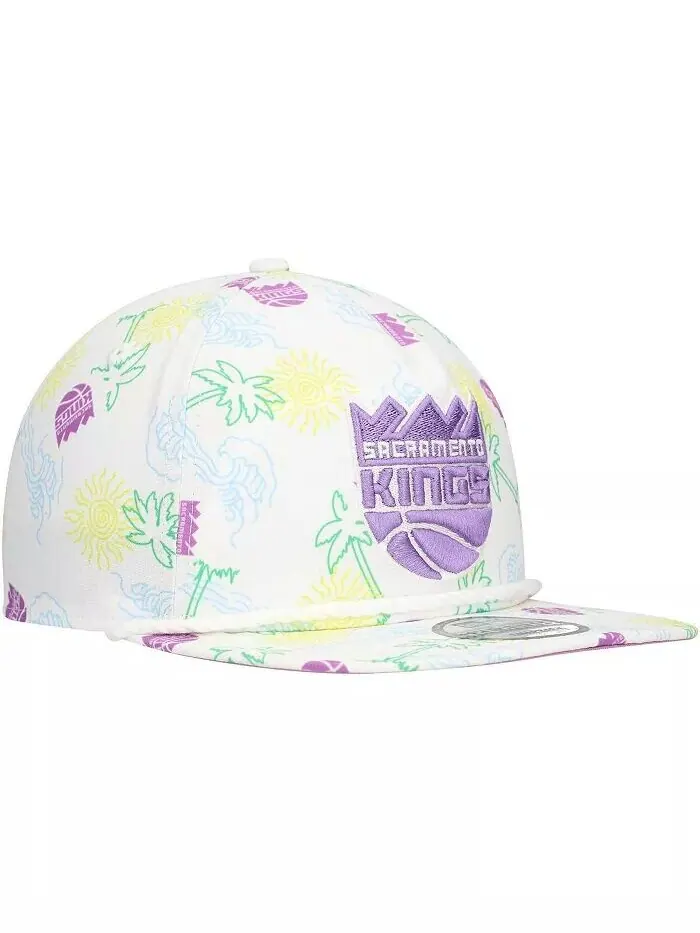 Мужская белая регулируемая кепка для гольфиста Sacramento Kings Palm Trees and Waves New Era — изображение 3 из 3, белый