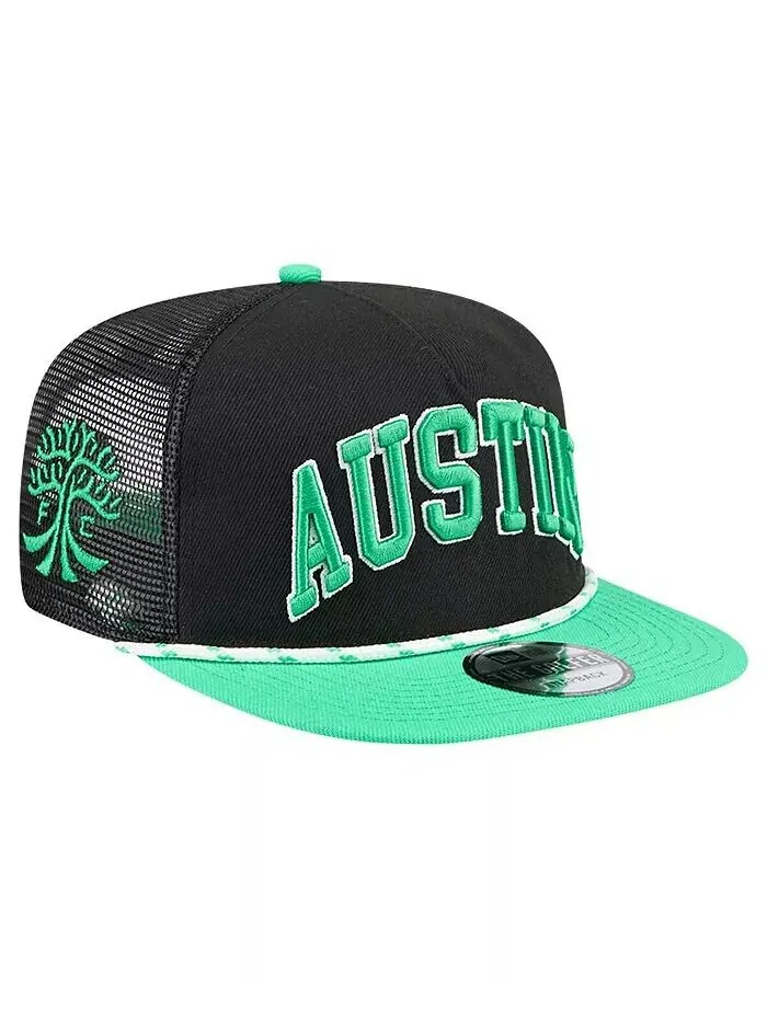 Мужская черная кепка Austin FC Throwback Golfer Snapback New Era — изображение 1 из 4, черный