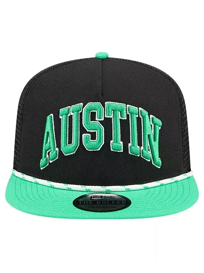 Мужская черная кепка Austin FC Throwback Golfer Snapback New Era — изображение 3 из 4, черный