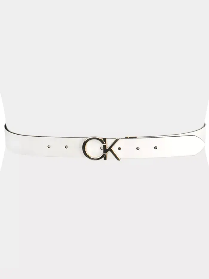 Женский реверсивный пояс с пряжкой Monogram Calvin Klein — изображение 4 из 9, белый черный