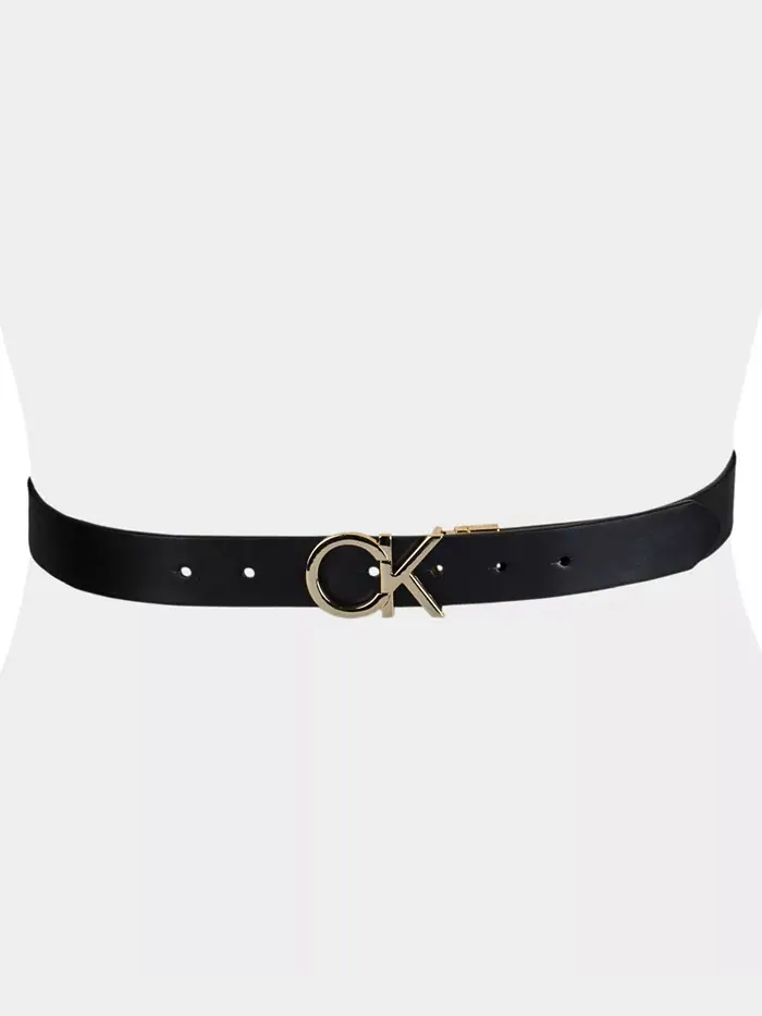 Женский реверсивный пояс с пряжкой Monogram Calvin Klein — изображение 5 из 9, белый черный
