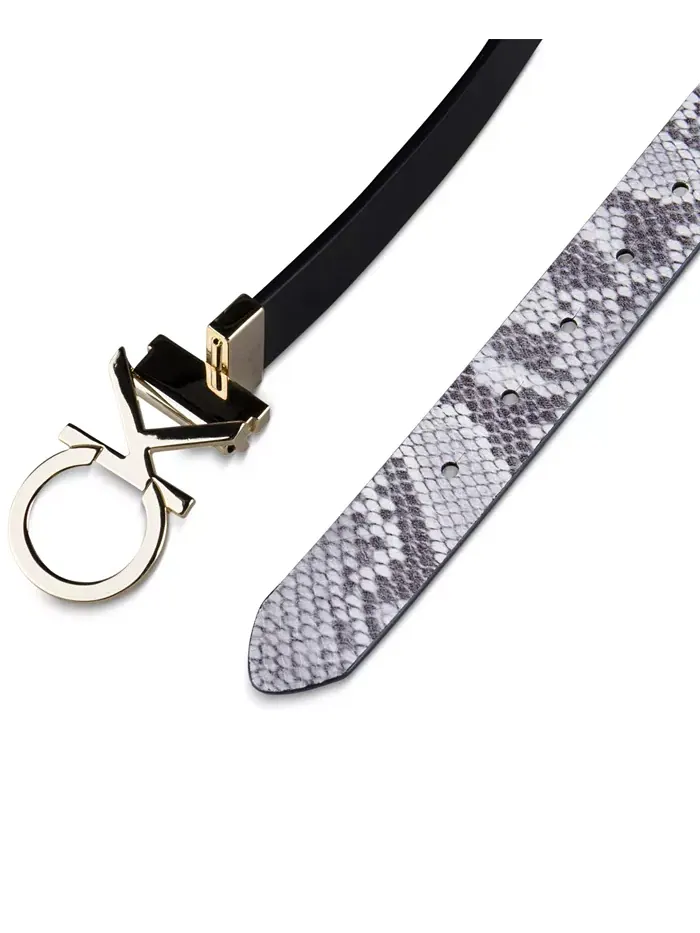 Женский реверсивный пояс с пряжкой Monogram Calvin Klein — изображение 3 из 9, черный серый