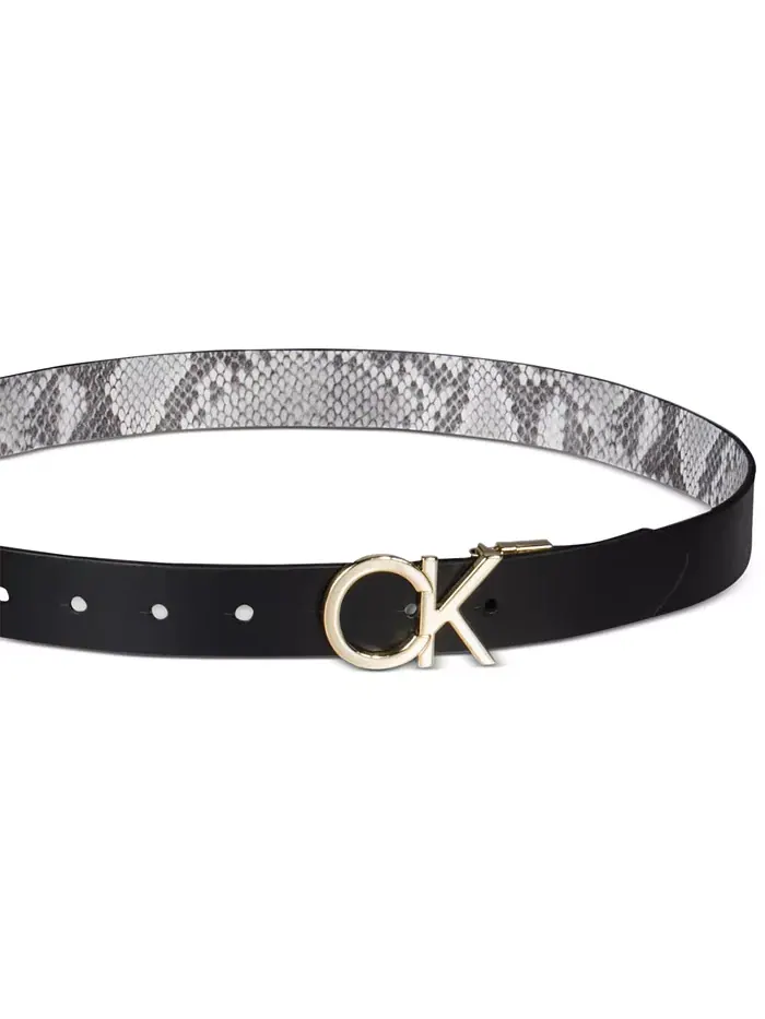 Женский реверсивный пояс с пряжкой Monogram Calvin Klein — изображение 4 из 9, черный серый