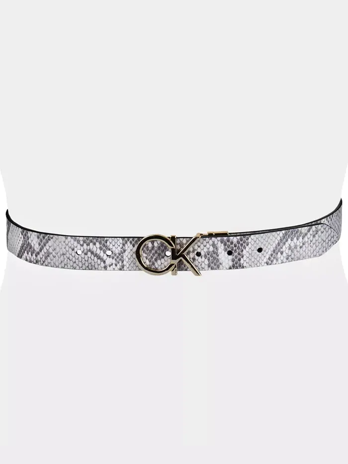 Женский реверсивный пояс с пряжкой Monogram Calvin Klein — изображение 6 из 9, черный серый