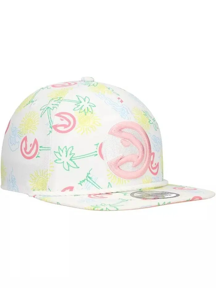 Мужская белая регулируемая кепка для гольфиста Atlanta Hawks Palm Trees and Waves New Era — изображение 1 из 4, белый