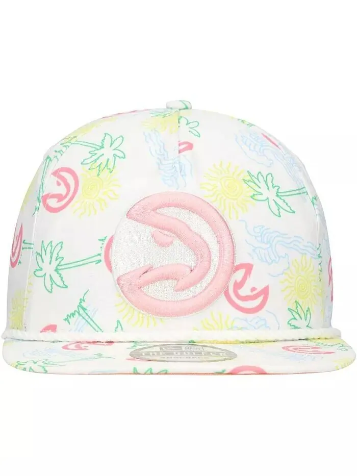 Мужская белая регулируемая кепка для гольфиста Atlanta Hawks Palm Trees and Waves New Era — изображение 2 из 4, белый