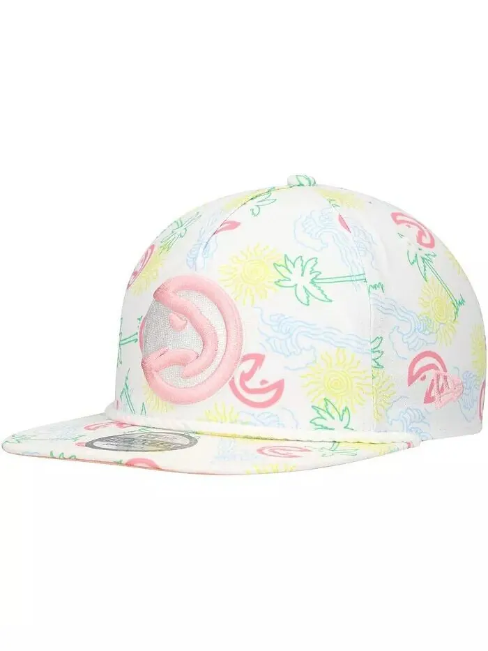 Мужская белая регулируемая кепка для гольфиста Atlanta Hawks Palm Trees and Waves New Era — изображение 4 из 4, белый