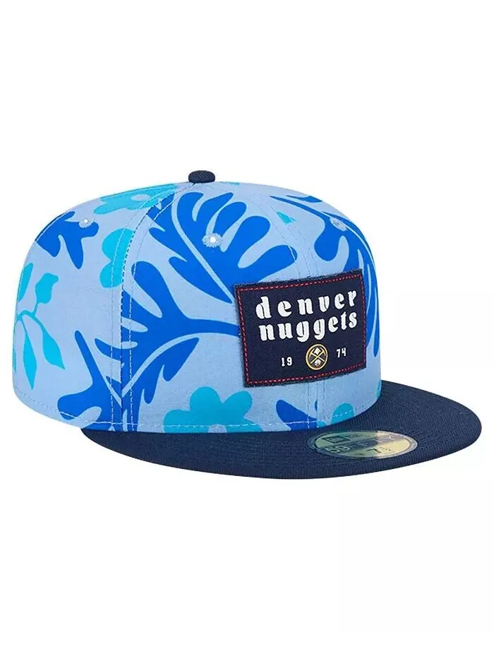 Мужская синяя приталенная шляпа Denver Nuggets Palm Fronds 59FIFTY 2 тона New Era — изображение 2 из 4, синий