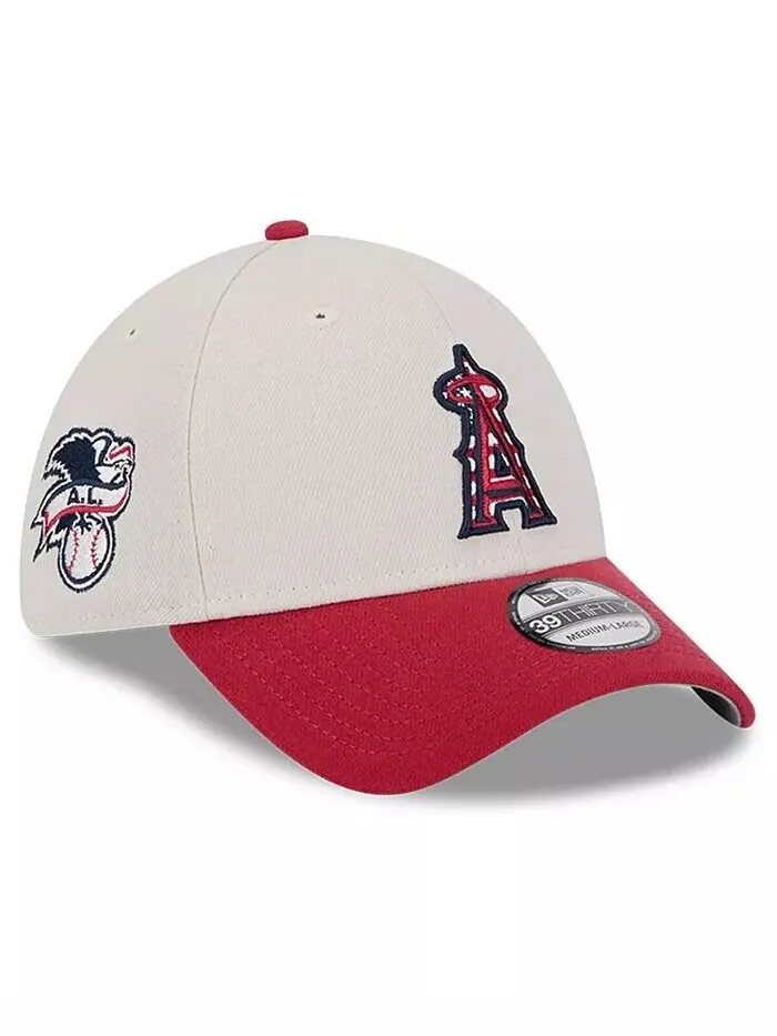 Мужская красная гибкая кепка Los Angeles Angels 2024 Четвертое июля 39THIRTY New Era