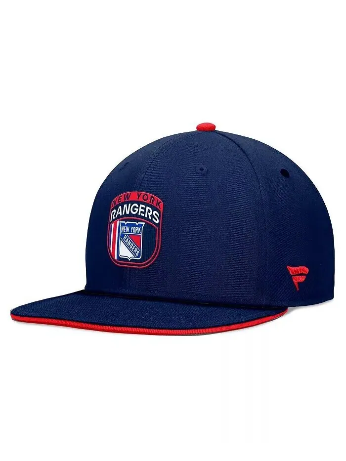 Мужская темно-синяя кепка Snapback проекта НХЛ «Нью-Йорк Рейнджерс 2024» Fanatics — изображение 3 из 4, темно-синий красный