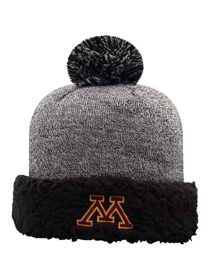 Женская черная вязаная шапка Minnesota Golden Gophers Snug Cuffed Knit с помпоном Top of the World — изображение 1 из 2