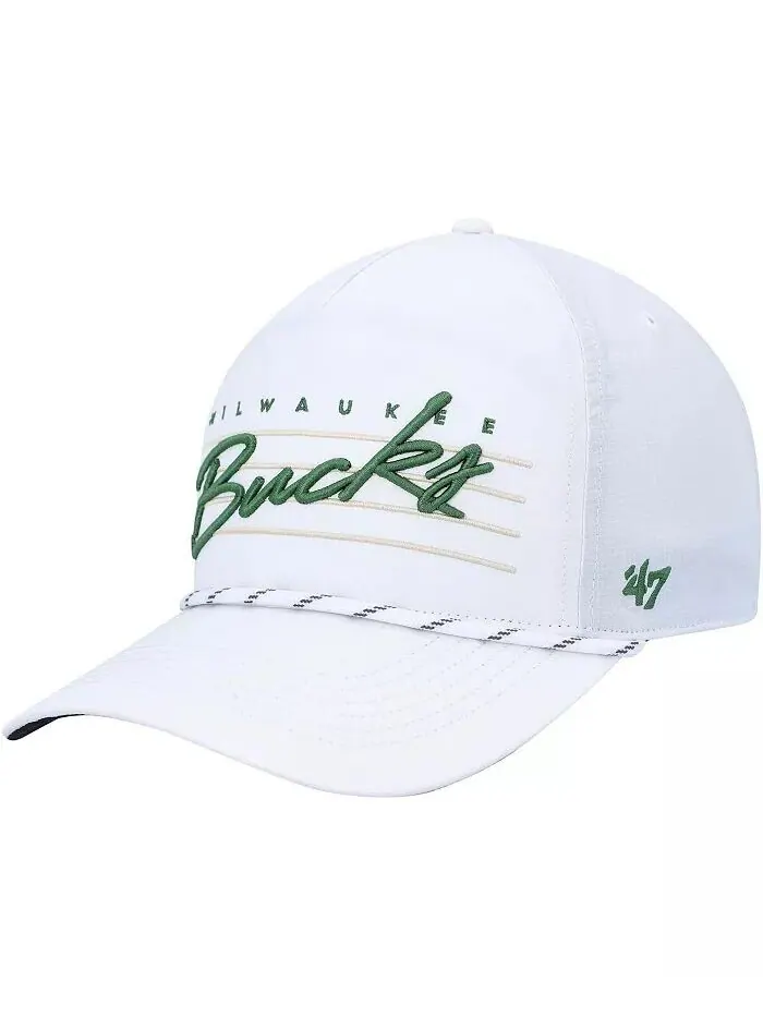 Мужская белая бейсболка Milwaukee Bucks Downburst Hitch Snapback '47 Brand — изображение 1 из 2