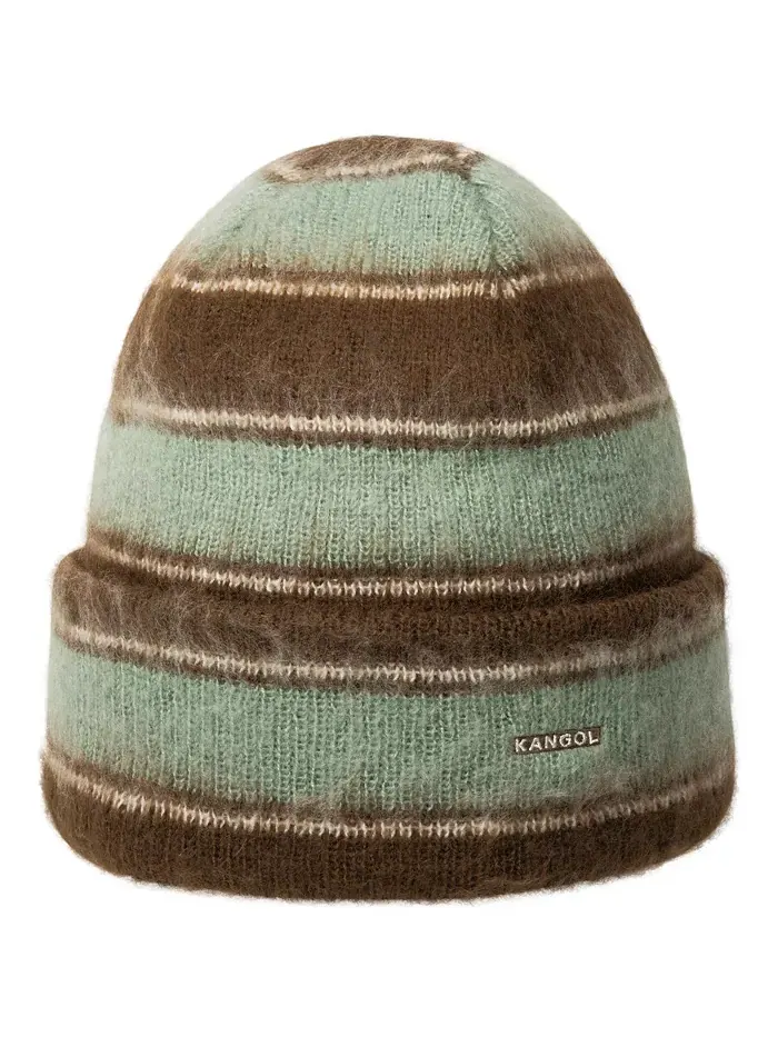 Мужская вязаная шапка с полосками Kangol — изображение 1 из 3, коричневый