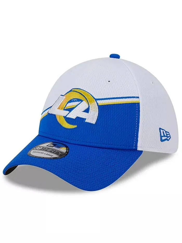 Мужская белая кепка Royal Los Angeles Rams 2023 Sideline 39THIRTY Flex New Era — изображение 3 из 4