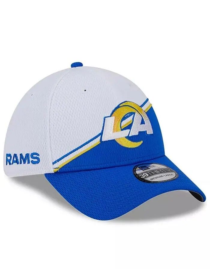 Мужская белая кепка Royal Los Angeles Rams 2023 Sideline 39THIRTY Flex New Era