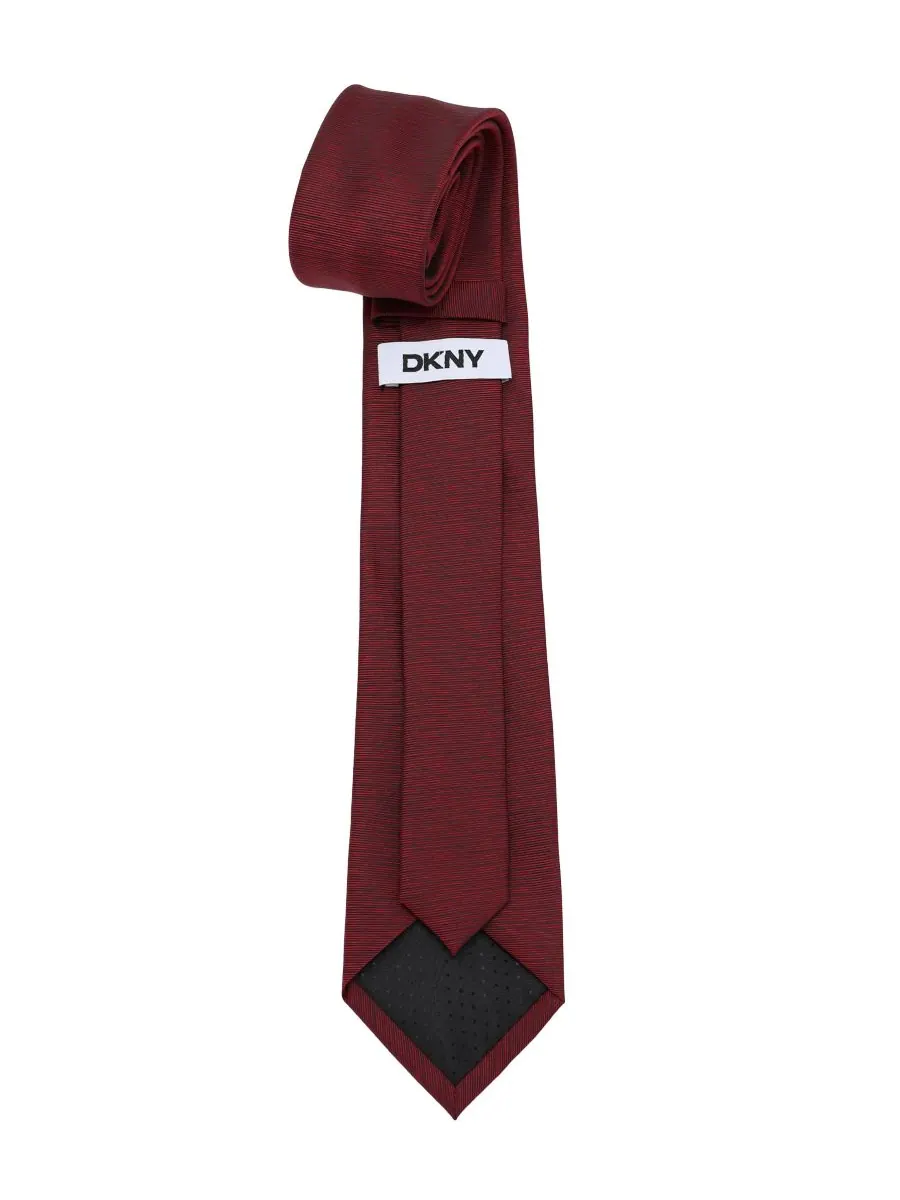 Мужской узкий текстурированный однотонный галстук DKNY — изображение 3 из 3, красный