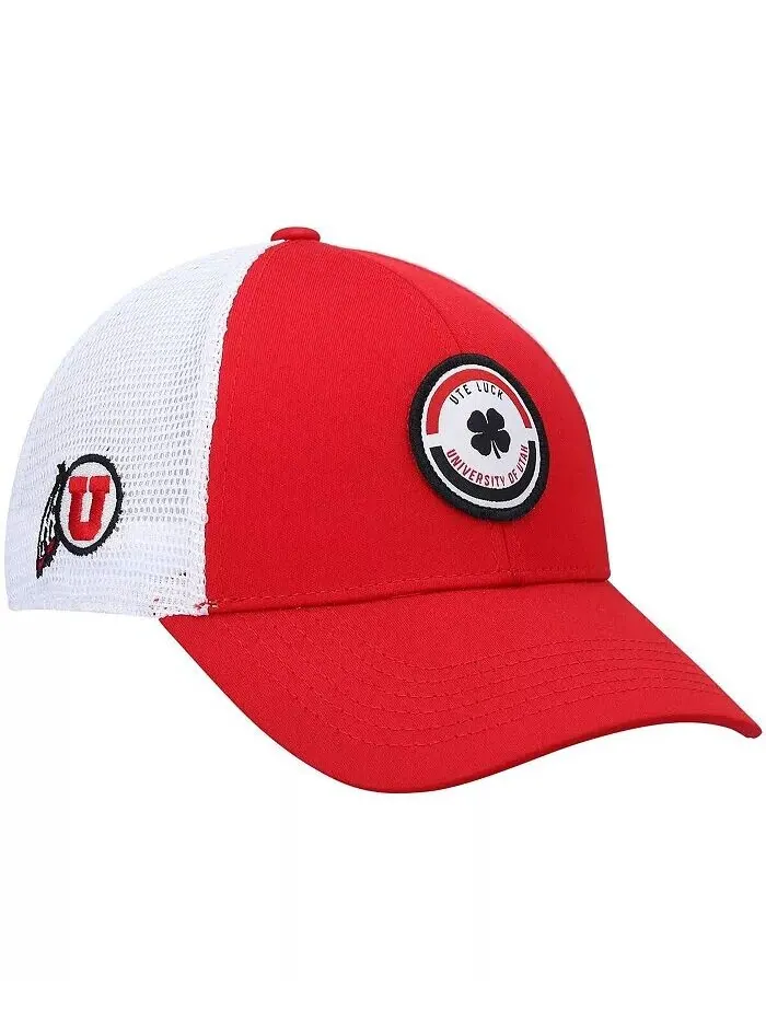 Мужская красно-белая кепка Utah Utes Motto Trucker Snapback Black Clover — изображение 1 из 3, красный белый