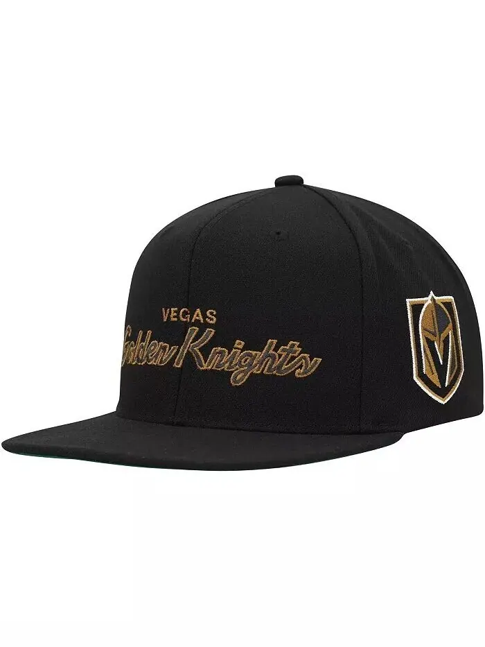 Мужская черная кепка Vegas Golden Knights Core Team Script 2.0 Snapback Mitchell & Ness — изображение 1 из 4, черный