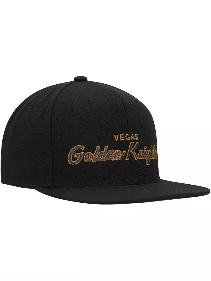 Мужская черная бейсболка Vegas Golden Knights Core Team Script 2.0 Snapback Mitchell & Ness — изображение 2 из 4