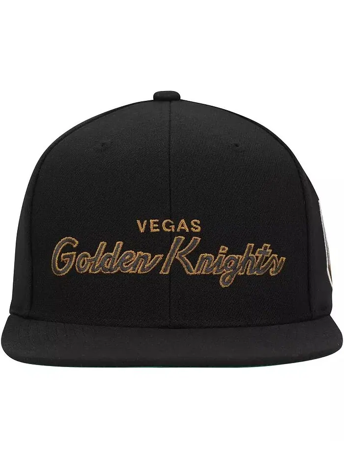 Мужская черная бейсболка Vegas Golden Knights Core Team Script 2.0 Snapback Mitchell & Ness — изображение 4 из 4