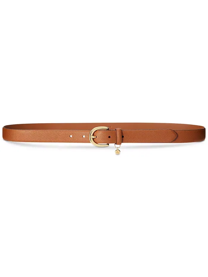 Женский кожаный ремень Charm Crosshatch Lauren Ralph Lauren — изображение 1 из 3, бежевый