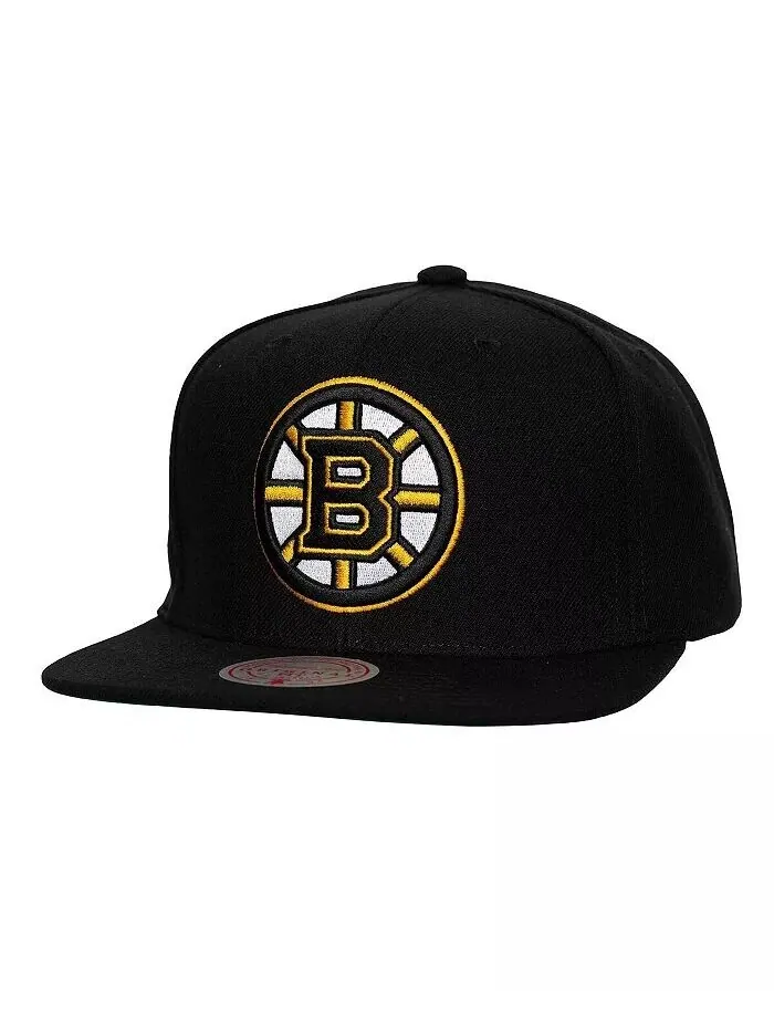Мужская черная бейсболка Boston Bruins Core Top Spot Snapback Mitchell & Ness — изображение 1 из 4, черный