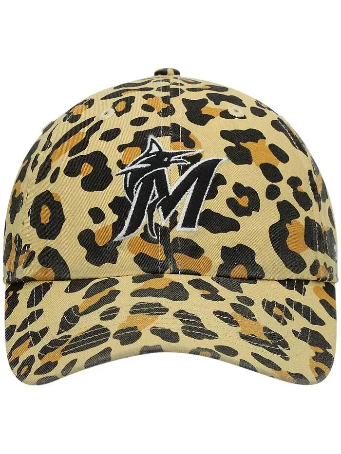 Женская шапка Miami Marlins Tan Cheetah Clean Up Adjustable '47 Brand — изображение 3 из 5