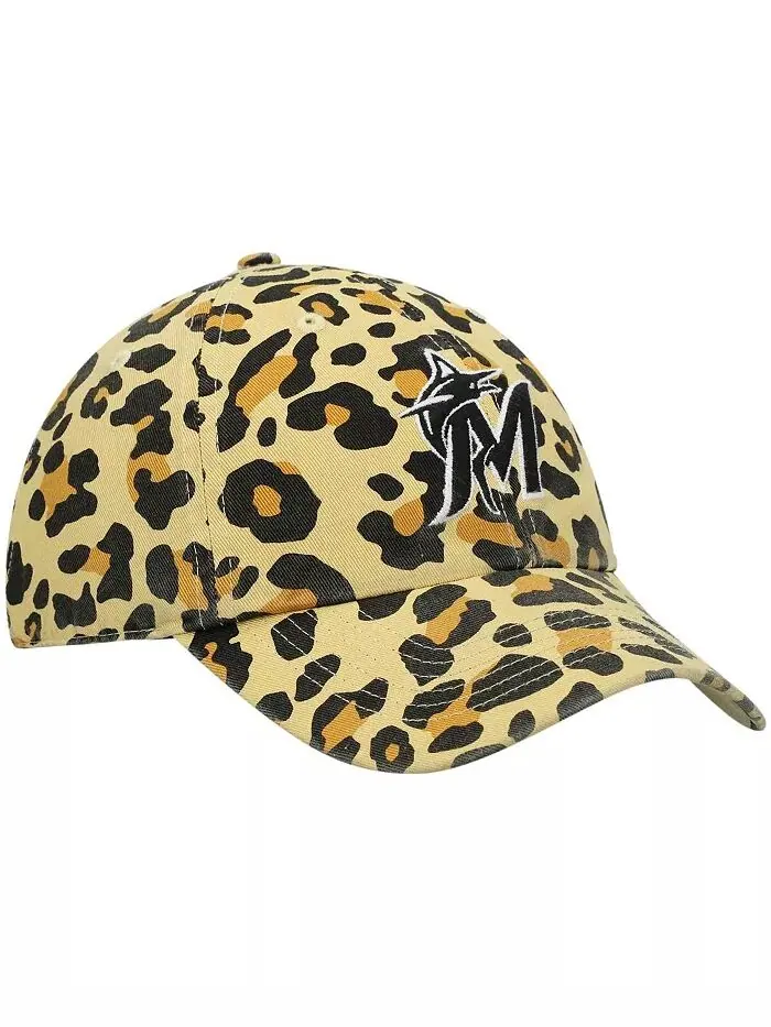 Женская шапка Miami Marlins Tan Cheetah Clean Up Adjustable '47 Brand — изображение 4 из 5