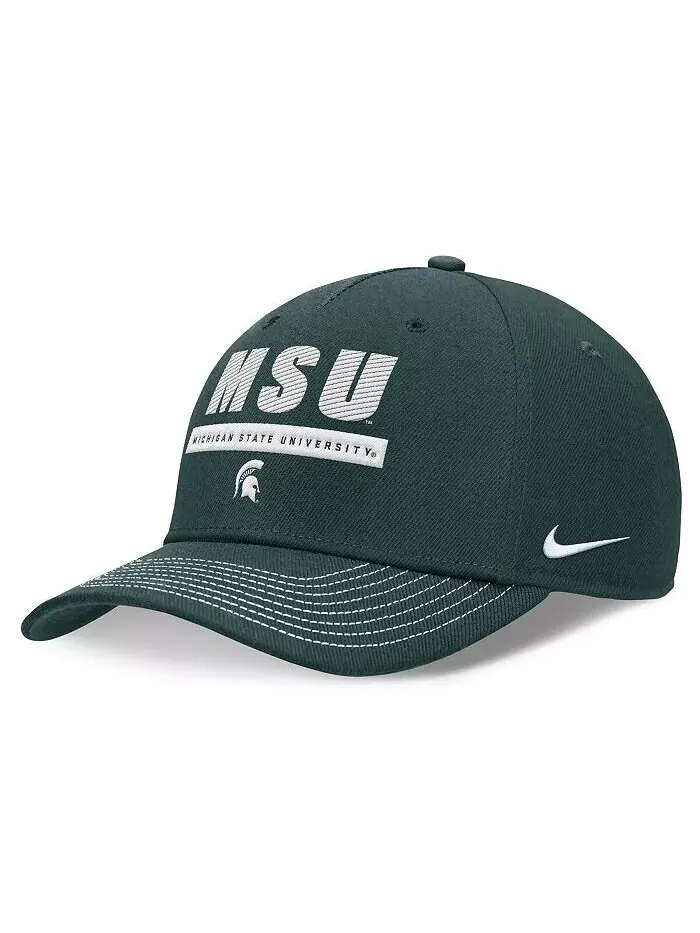 Мужская и женская зеленая регулируемая кепка Michigan State Spartans 2024 с боковой линией Nike — изображение 1 из 4, зеленый