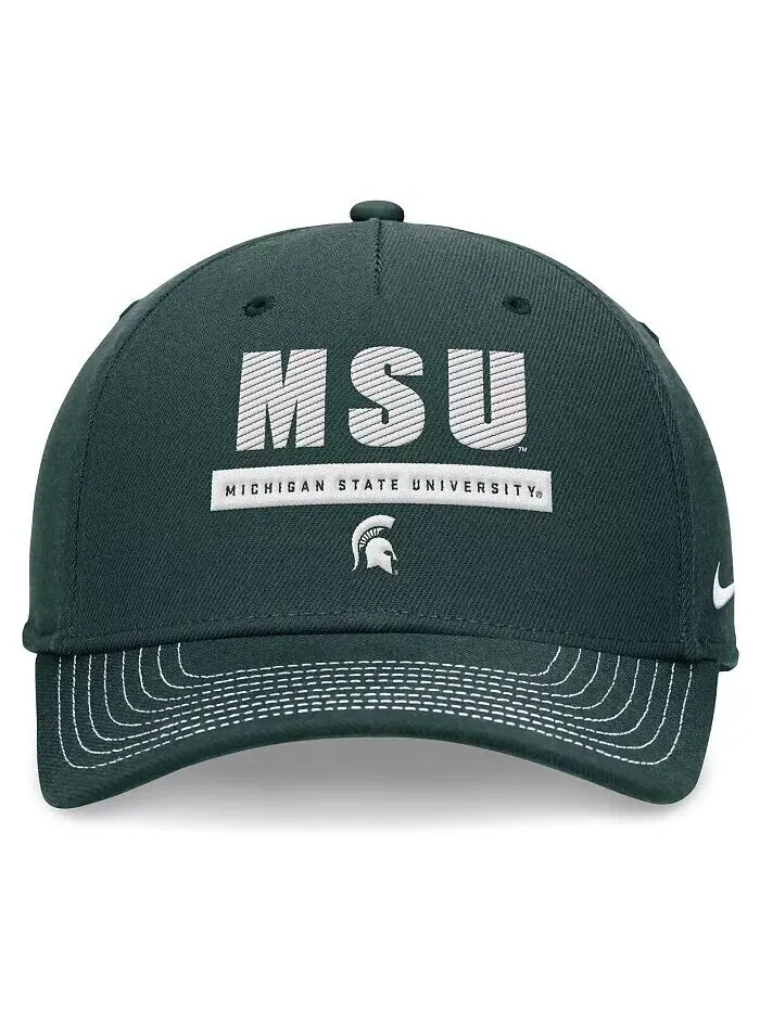 Мужская и женская зеленая регулируемая кепка Michigan State Spartans 2024 с боковой линией Nike — изображение 4 из 4, зеленый
