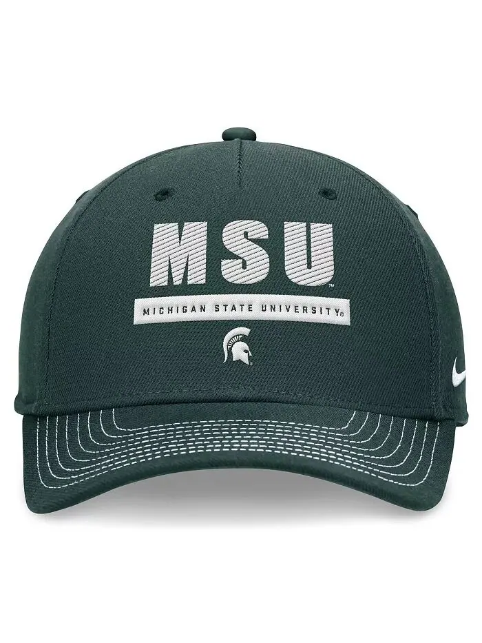 Мужская и женская зеленая кепка Michigan State Spartans 2024 Sideline Adjustable Nike — изображение 4 из 4