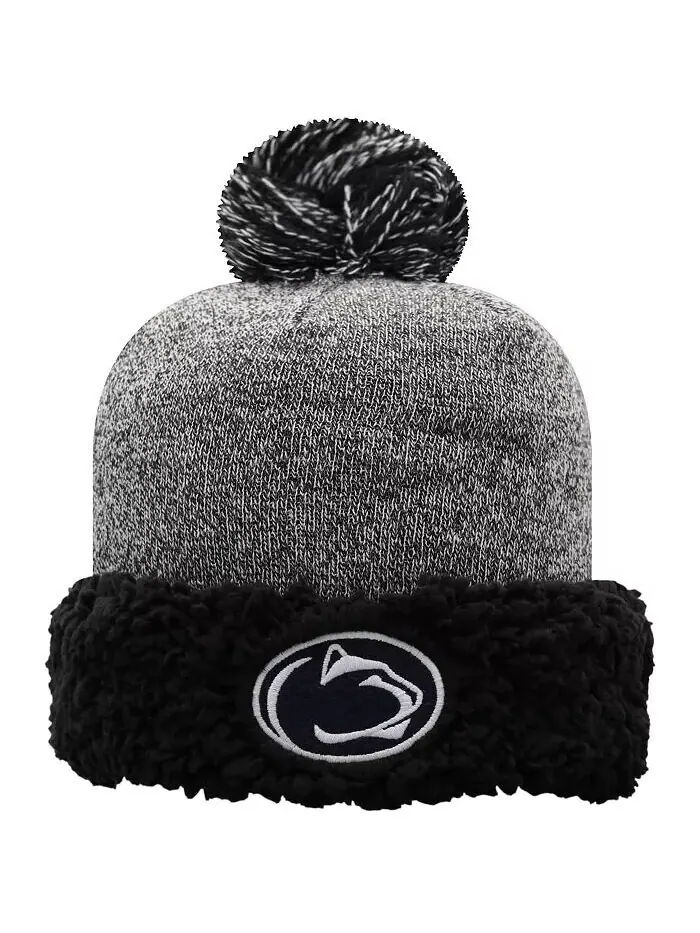 Черная женская вязаная шапка Penn State Nittany Lions с манжетами и помпоном Top Of The World — изображение 1 из 2, черный