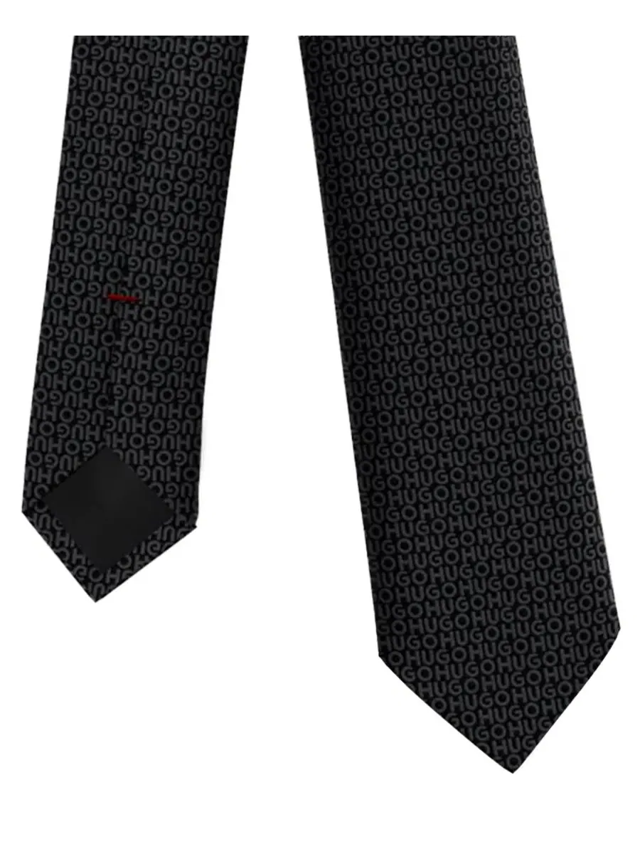 Мужской шелковый узкий галстук Hugo Boss — изображение 3 из 3, черный
