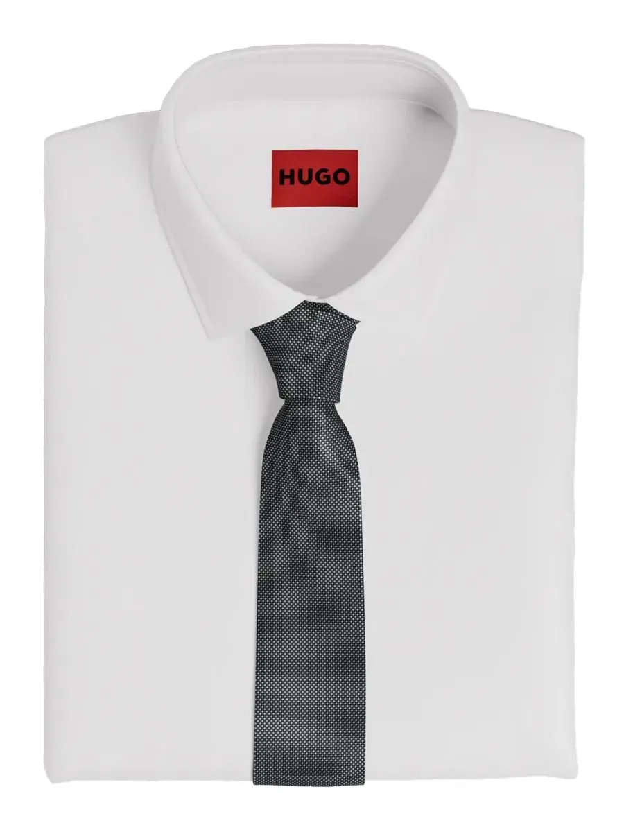 Мужской шелковый узкий галстук Hugo Boss — изображение 2 из 3, черный