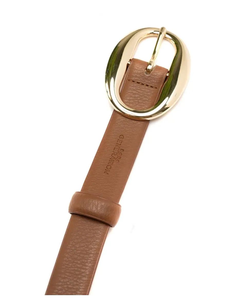 Пояс с овальной пряжкой Oval Center Bar Buckle Pant Belt BCBGeneration — изображение 3 из 3, коричневый