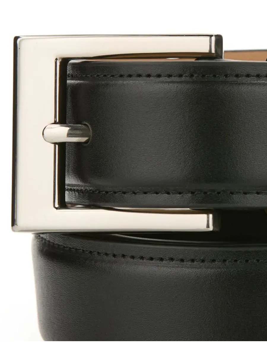 Мужской кожаный ремень с полированной отделкой Perry Ellis Portfolio — изображение 2 из 3, черный