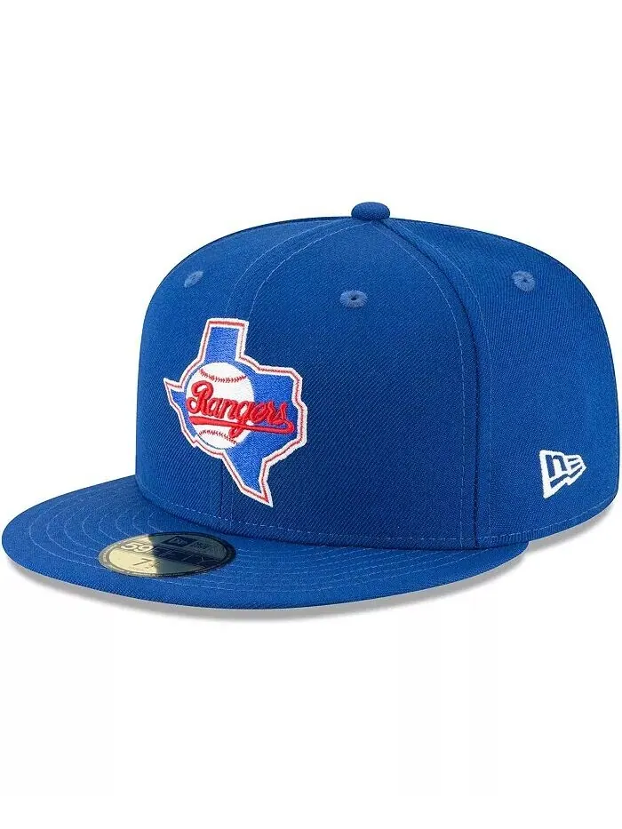 Мужская синяя приталенная шляпа Texas Rangers Cooperstown Collection 59FIFTY из шерсти New Era