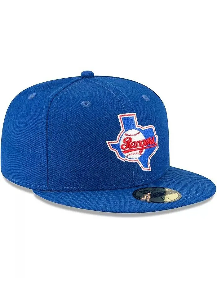 Мужская синяя приталенная шляпа Texas Rangers Cooperstown Collection 59FIFTY из шерсти New Era — изображение 2 из 3, синий