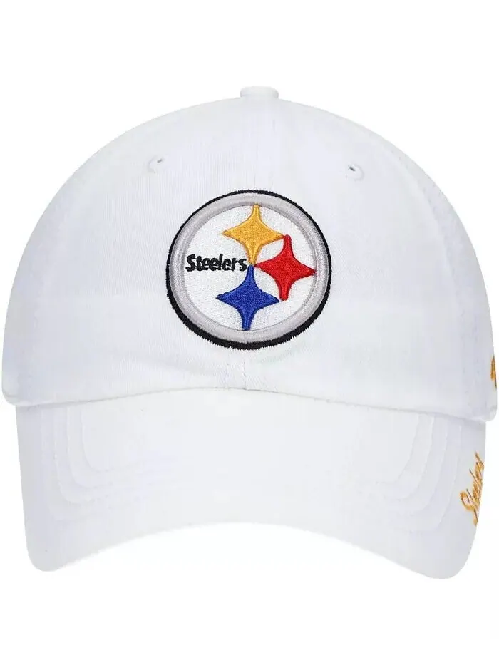 Женская белая регулируемая кепка с логотипом Pittsburgh Steelers Miata Clean Up '47 Brand — изображение 3 из 4, белый