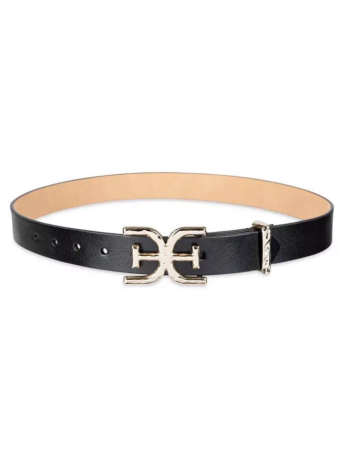 Женский ремень с пряжкой Hammered Double-E Logo Plaque Sam Edelman