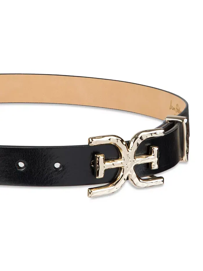 Женский ремень с пряжкой Hammered Double-E Logo Plaque Sam Edelman — изображение 4 из 6, черный