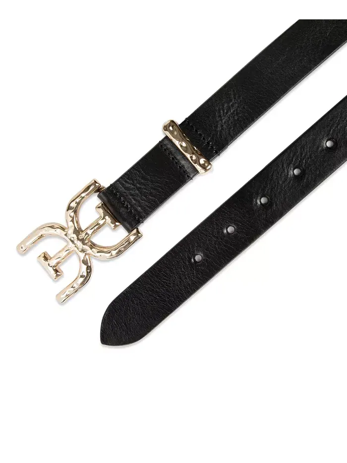 Женский ремень с пряжкой Hammered Double-E Logo Plaque Sam Edelman — изображение 5 из 6, черный