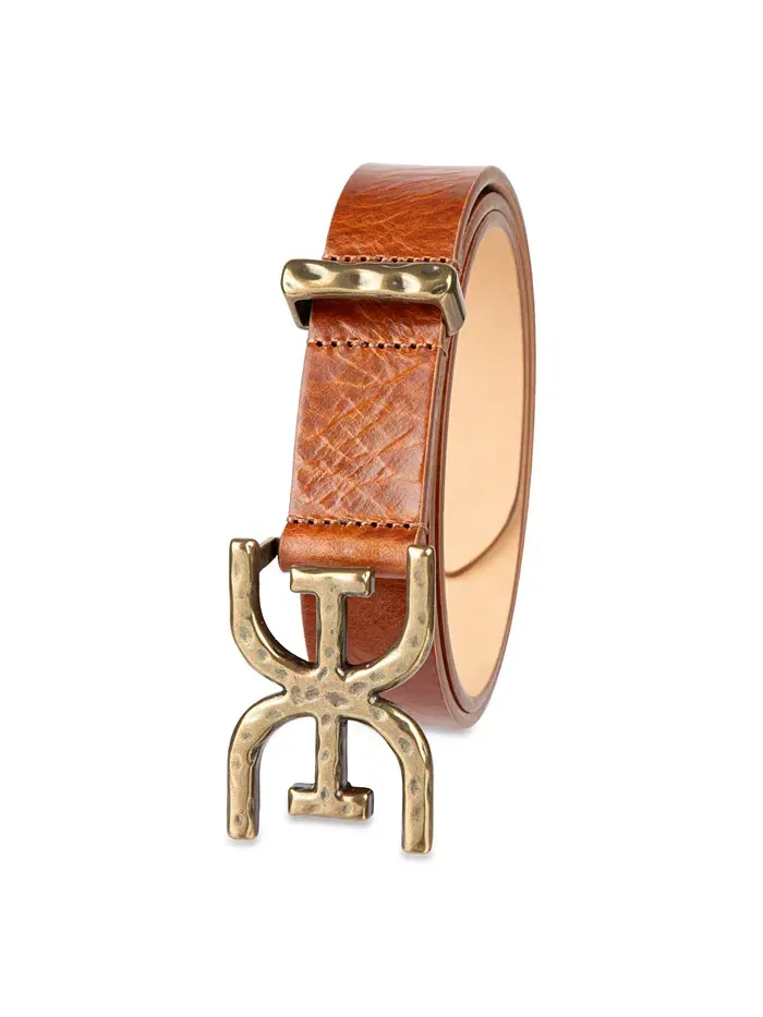 Женский ремень с пряжкой Hammered Double-E Logo Plaque Sam Edelman — изображение 2 из 6, коричневый
