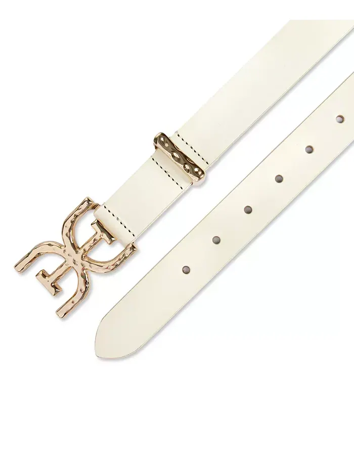 Женский ремень с пряжкой Hammered Double-E Logo Plaque Sam Edelman — изображение 5 из 6, белый