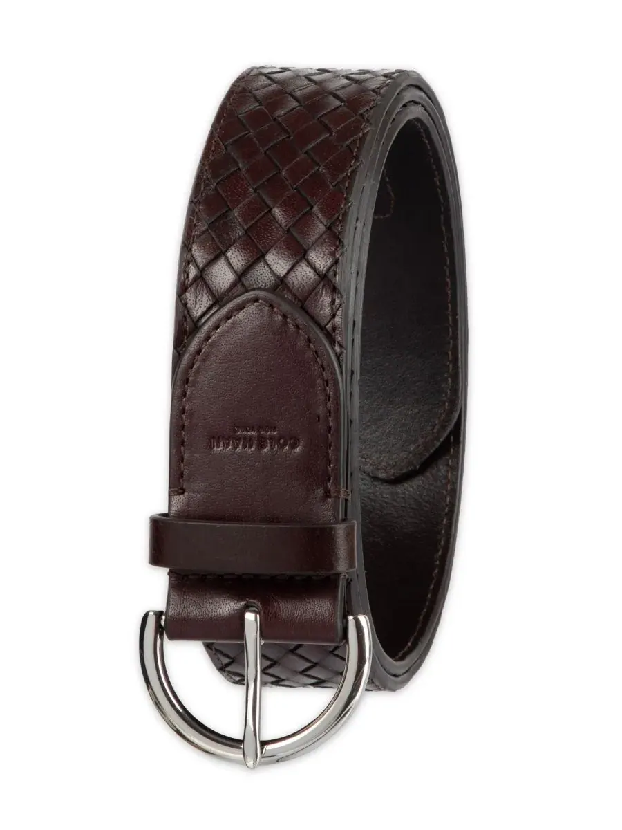 Женский плетеный кожаный пояс Cole Haan — изображение 2 из 5, коричневый