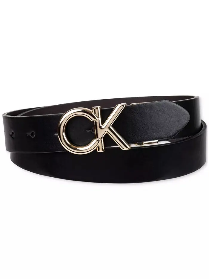 Женский двусторонний ремень с пряжкой-монограммой CK Calvin Klein — изображение 3 из 5, черный/коричневый