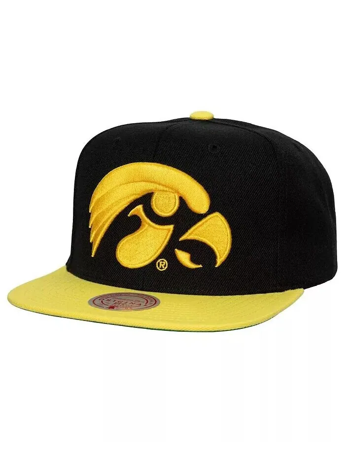 Мужская черно-золотая кепка Iowa Hawkeyes 2-Tone 2.0 Snapback Mitchell & Ness — изображение 1 из 3, черный золотистый