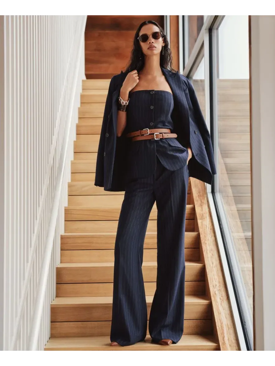 Широкий кожаный ремень с двойной пряжкой Lauren Ralph Lauren — изображение 6 из 8, бежевый